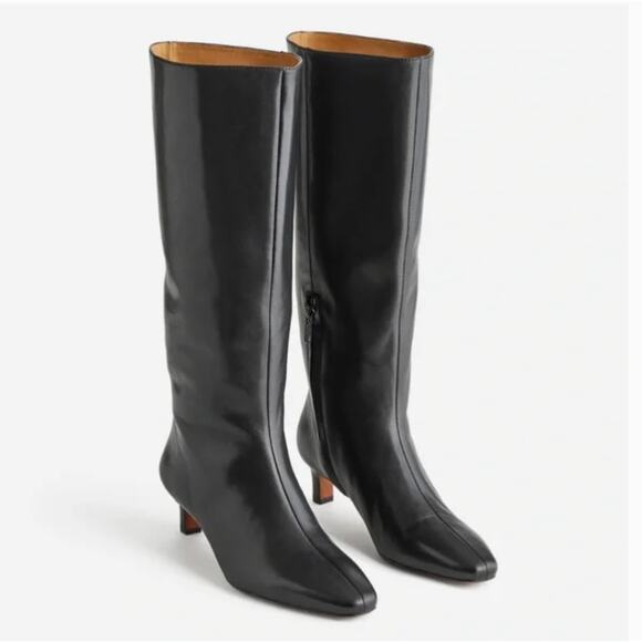 Madewell Dimes Heel Knee High Boots 8 Black NWT Extended Calf Leather NR832 Prep - Picture 4 of 6